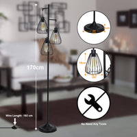 Industrial 3-Light Floor Lamp, 170 cm Metal Standing Lamp