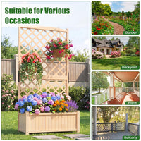 180cm Raised Garden Bed with Diamond Trellis & Drainage Holes for Climbing Plants