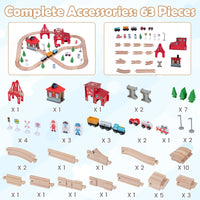 63-Piece Kids Wooden Train Table with Storage Drawer for Game Room