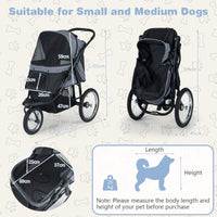 3-Wheel Pet Stroller for Small and Medium Dogs Foldable Cat Stroller Jogger