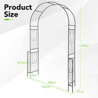 Metal Garden Arch, 240 cm Backdrop Stand for Various Climbing Plants, Assembly Freely Pergola Arbor w/Stable Frame