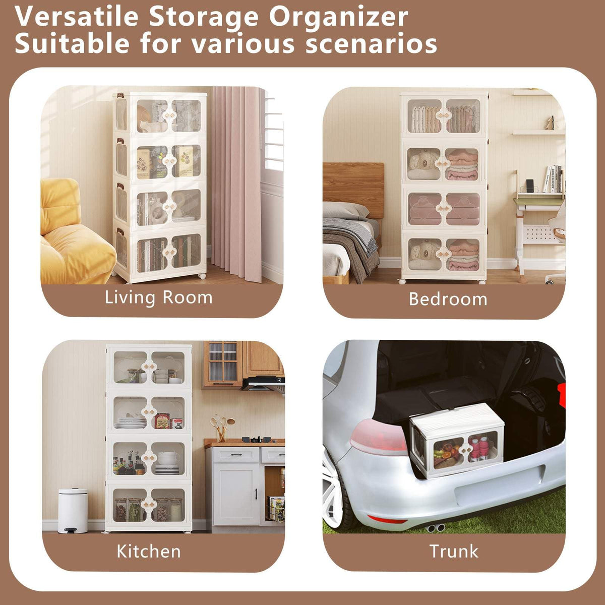 4-Tier Stackable Storage Bins with Lid 212L Closet Storage Organizer