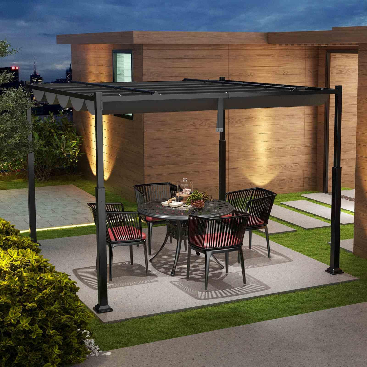 3M x 3M Outdoor Pergola with Retractable Canopy
