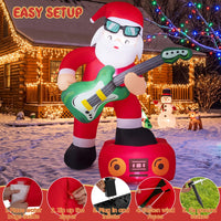 235cm Christmas Inflatable Decoration Santa Claus Plays Guitar with Lights and Music Player