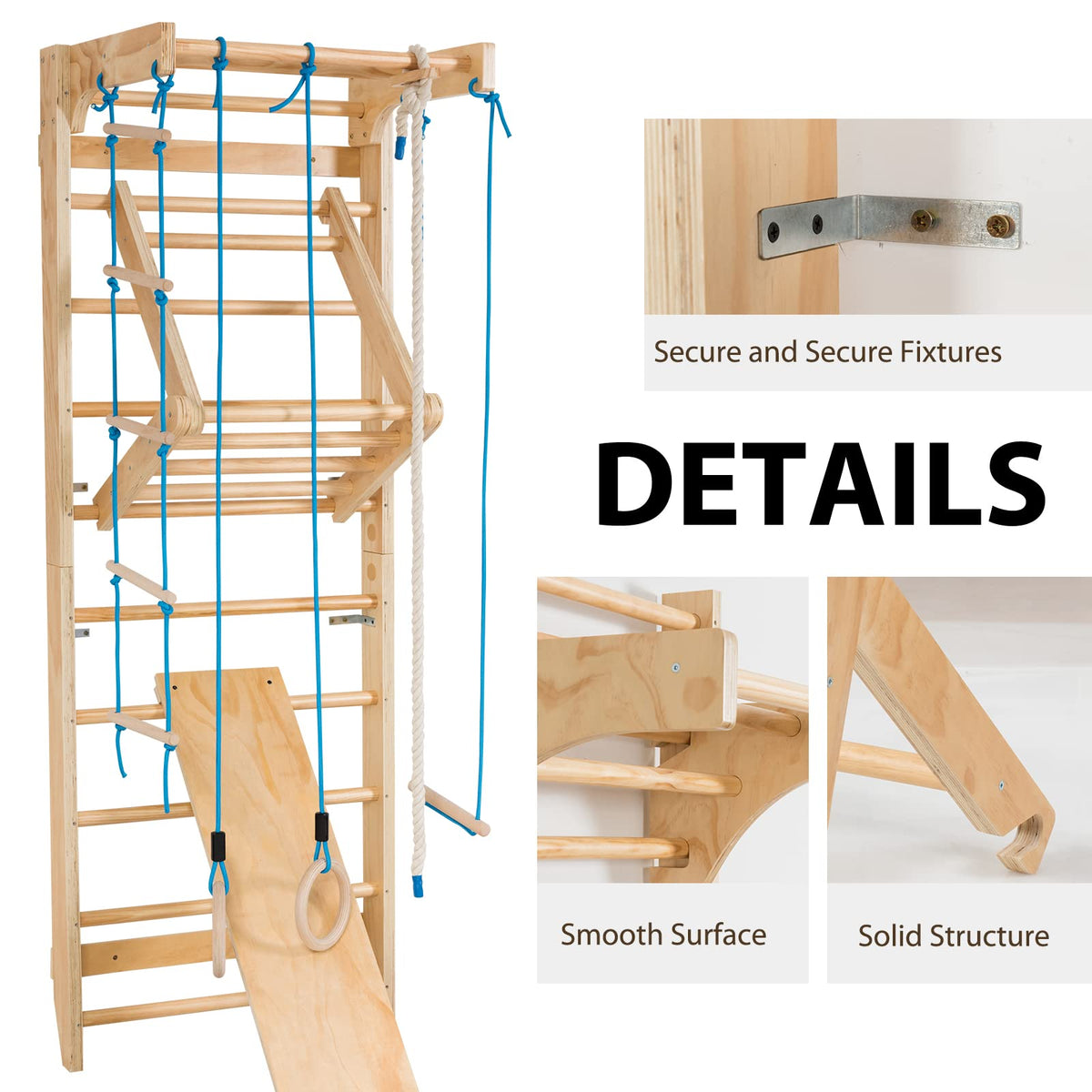 Wooden Rung Wall, Climbing Wall, Climbing Frame, Home Sports Equipment