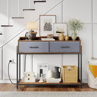 Giantex Console Table with Charging Station, 110 cm Narrow Entryway Table