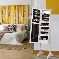 Giantex Jewelry Armoire w/Standing Full-Length Mirror, Large Storage Mirrored Jewelry Cabinet