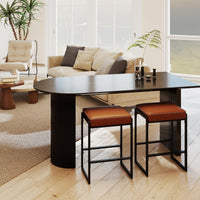 26 Inch Bar Stools Set of 2 with Faux Leather Upholstered Seat for Dining Room