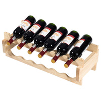 Giantex 6 Levels Wine Rack for 36 Bottles, Pine Wood Bottle Stand, Wine Stand with Stackable and Wave-Shaped Design