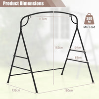 Patio Metal Swing Stand, Heavy-Duty A-Shaped Porch Swing Frame w/Double Side Bars & 2-Ring Design