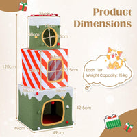 120 cm Christmas Cat Tree Stackable with 3 Condos and Dangling Ball