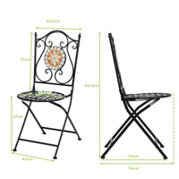 3 Piece Patio Bistro Set, Mosaic Pattern Metal Dining Set