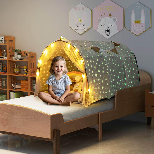 Dark Stars Bed Tent Magical Twin Bunk Bed Privacy Space w/Glow for Kids