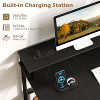 Giantex 120cm Computer Desk with Charging Station and LED Lights