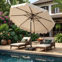 2.8M Patio Umbrella with Weighted Base Sandbags and Push Button Tilt
