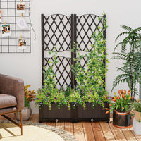Raised Garden Bed with Trellis Double Planter Box for Climbing Plants