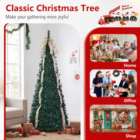 1.8M/2.1M Artificial Christmas Tree with Tree Topper Bow and 4 Ribbons
