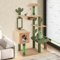 150cm Cactus Cat Tree for Indoor Cats, Multi-Level Cat Tower w/Sisal Scratching Posts & Board