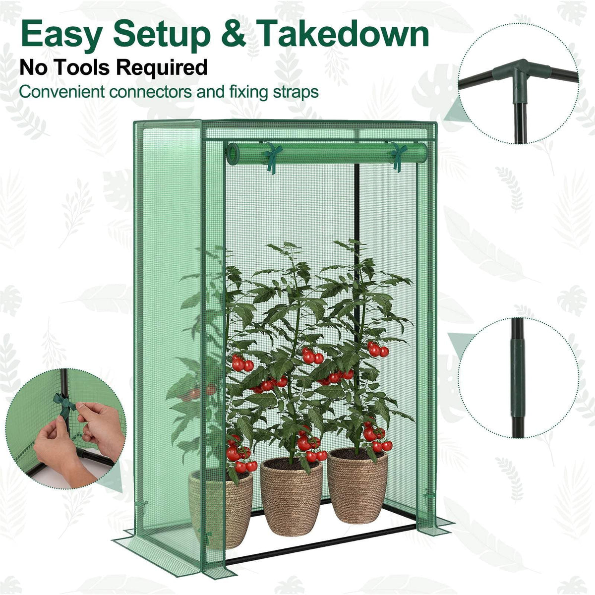 Portable Mini Greenhouse, Heavy Duty PE Cover, Elector-Coating Metal Frame