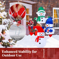 150cm Stacked Snowman Lighted Christmas Decoration, 3D Light-up Snowman with 110 LED Lights