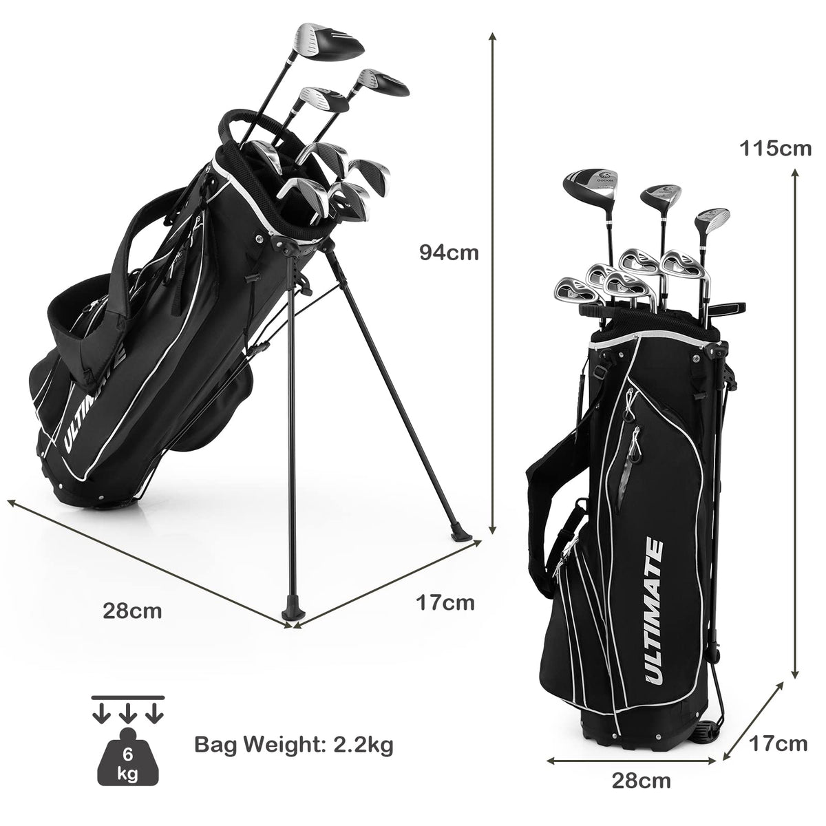 Complete Golf Clubs Package Set 10 Pieces