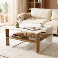 Modern Compact Center Table with Storage Shelf for Home or Office