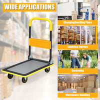 Folding Push Cart Dolly, Moving Hand Truck, Rolling Flatbed Cart for Loading