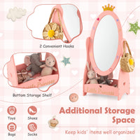Kids Freestanding Dressing Mirror with 360° Rotatable Design-Pink