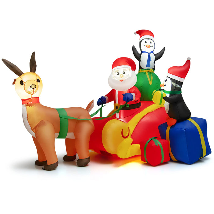 180CM Christmas Inflatable Lighted Santa Claus on Reindeer Sleigh