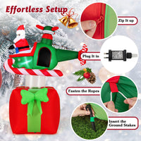 1.8m Christmas Inflatables Santa Claus with Helicopter on Gift Box