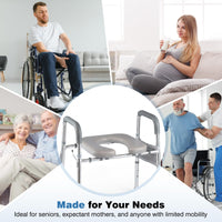 Raised Toilet Seat with Handles, Height & Width Adjustable Elevated Toilet Seat Riser