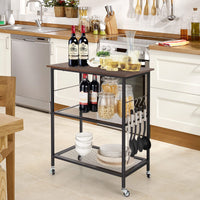 Giantex Kitchen Serving Rolling Carts, 3 Tier Storage Shelves Kitchen Island Cart