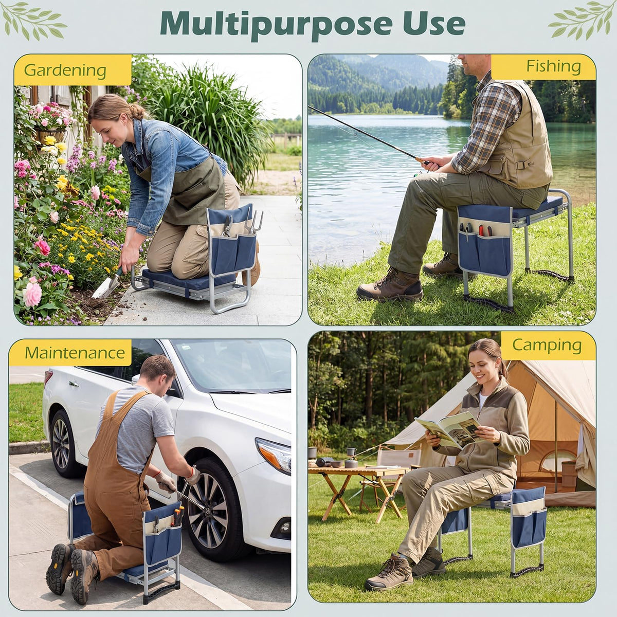 Foldable Garden Kneeler and Seat for Seniors Gardeners