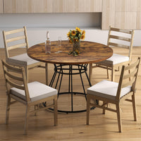 Giantex 118 cm Round Dining Table for 4, Farmhouse Kitchen Table