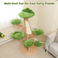 1.3M Pine Shape Cat Tree for Indoor Cats, Cute Multi-Level Cat Tower w/Sisal Scratching Board