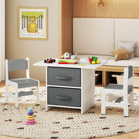 Kids Table and Chair Set, Toddler Wooden Activity Table & 2 Chairs Set