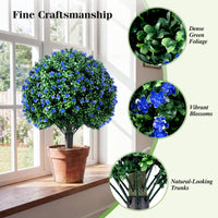 2 Pack Artificial Camellia Boxwood Topiary Ball Trees