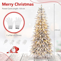 180/210cm Flocked Cypress Christmas Tree, Pre-Lit, Hinged