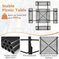 8-person Square Picnic Table Bench Set with 4 Benches 225 KG Capacity