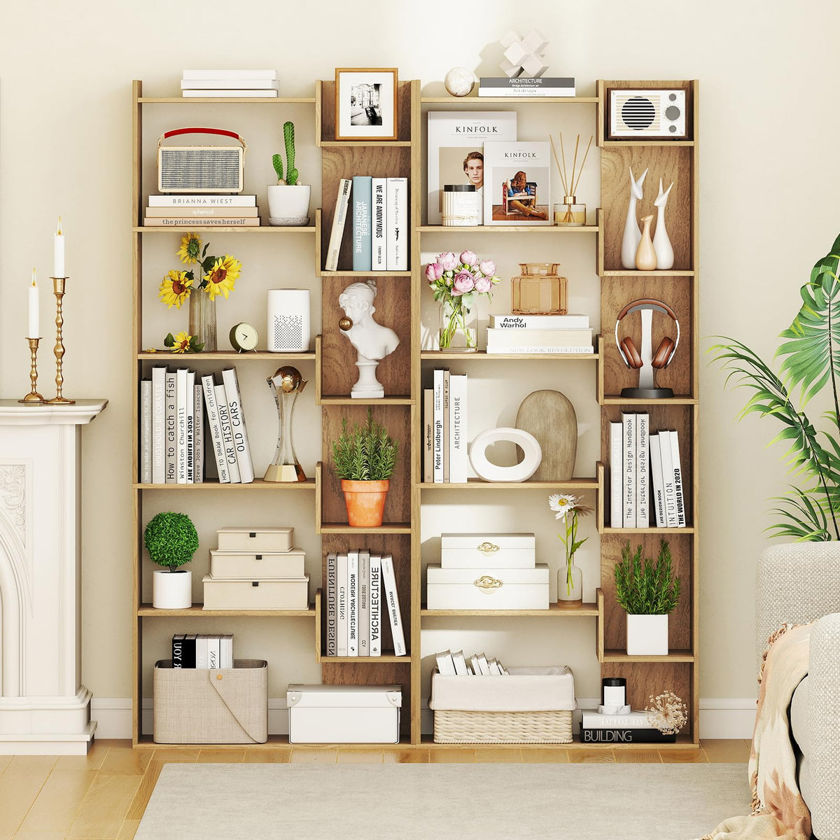 Giantex 6-Tier Bookshelf, Wooden Bookcase with 2 Anti-Tipping Kits