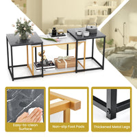 Giantex Nesting Coffee Table Set of 3, 3-Piece End Table with Faux Marble Top
