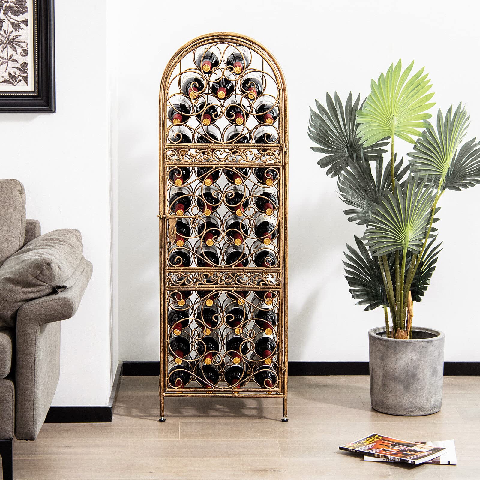 Giantex 45 Bottle Wine Rack Arched Wine Storage Display Shelf with Sa Giantex