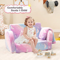 2-in-1 Folding Kids Couch with Blanket for 3+ Kids