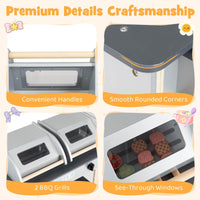 Wooden Kids Barbecue Grill Playset Kids Toy Grill with Abundant Grilling Tools and Play Foods