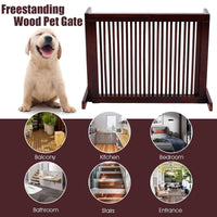 3 Panel Folding Wood Pet Slide Gate with Adjustable Length for Dogs