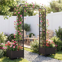 163cm Tall Self-Watering Planter Boxes with Lattice Trellis and Roof