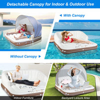 Canopy Island Inflatable Pool Float Lounge, Swimming Raft Lounge w/High Backrest Armrest Adults & Kids