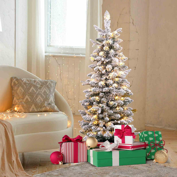 120CM Artificial Christmas Tree Potted with 176 Branch Tips PE and 8 Lighting Modes