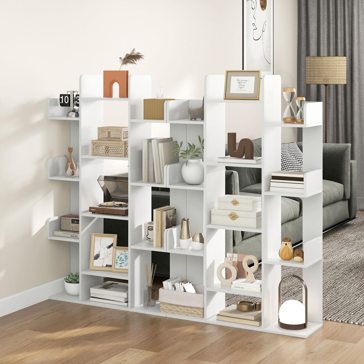 Giantex 141 cm Tall Bookcase with 13 Open Shelves