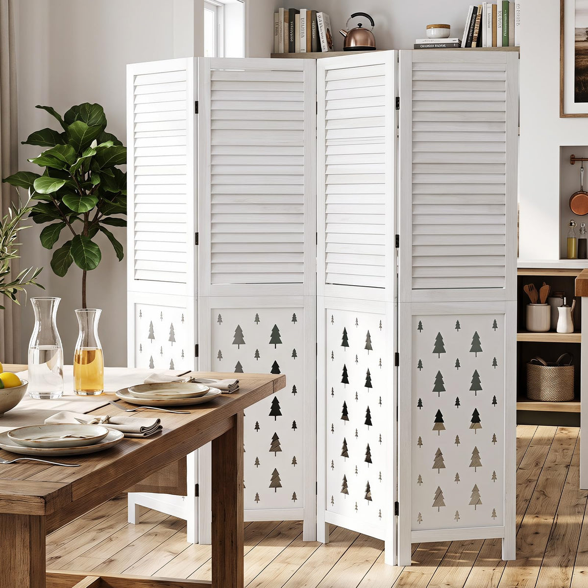 170cm Tall Wood Room Divider with 4/6 Panel